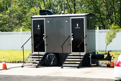 portable toilet out doors in a park